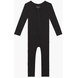 Posh Peanut Black Ribbed One Piece Footie
